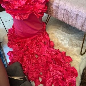 Vibrant Pink Polyester Blend Fabric